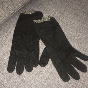 Ann Taylor Cashmere gloves (Black w/ silver trim)